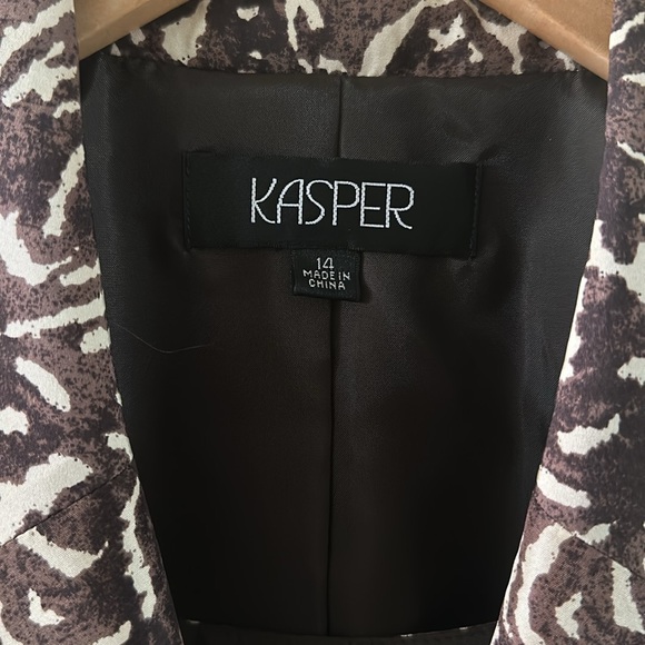 Kasper Cream and Brown 100% Silk Blazer and tank set sz 14 - Picture 5 of 11